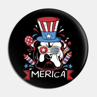 French Bulldog Merica 4th of July Funny Men Boys Dog Puppy Pin