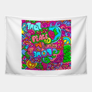 Peace And Love Illustration Tapestry