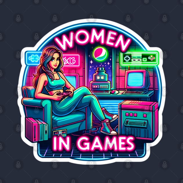 Retro Gamer’s Paradise - Women in Games Neon by PuckDesign