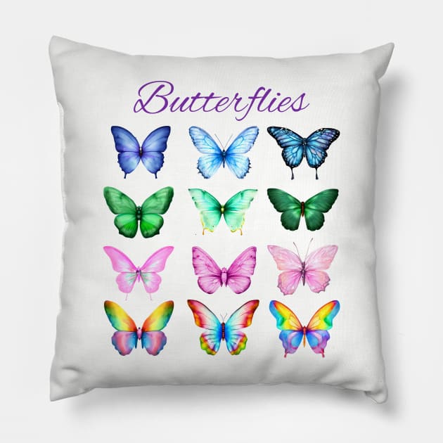 Pretty Colorful Butterflies collection Pillow by Luxinda