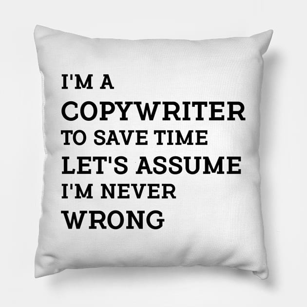 I'm a Copywriter to save time let's assume I'm never wrong. Pillow by Farhad
