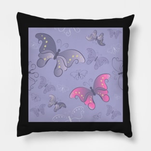 Seamless pattern from butterflies ( Gray ) Pillow