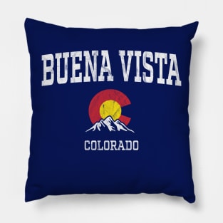 Buena Vista Colorado CO Vintage Athletic Mountains Pillow