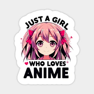 Anime Fanatic Pink-Haired Girl Design Magnet