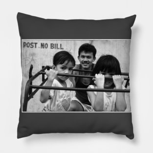 A Proud Dad, Street Photography Pillow