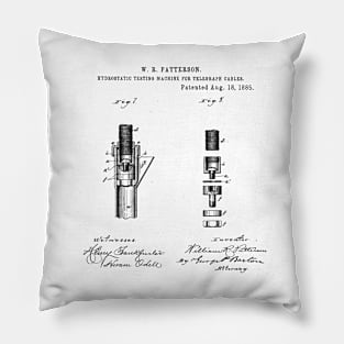 Machine for Telegraph Cables Vintage Patent Hand Drawing Pillow