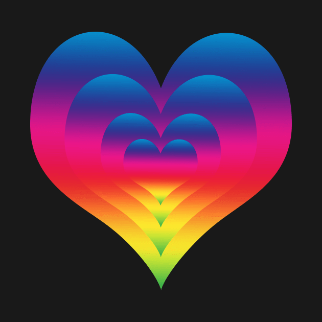 Rainbow Gradient Nested Hearts by Klssaginaw