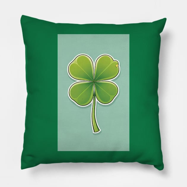 Four leaf clover- St. Patrick's day luck Pillow by Love of animals