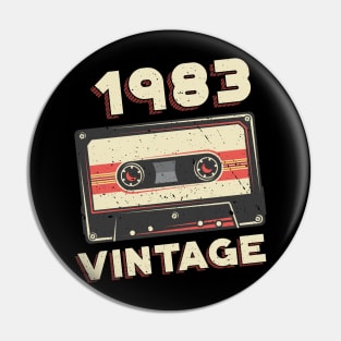 Vintage 1983 Retro Cassette Tape 37th Birthday Pin