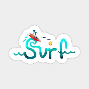 Ocean Surfer Calligraphy Magnet