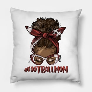Afro Messy Bun Football Mom Pillow