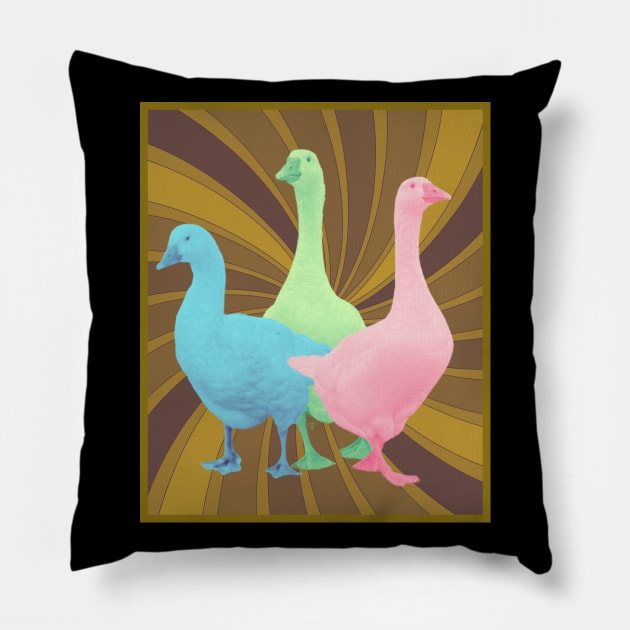 Three pastel geese Pillow by happygreen
