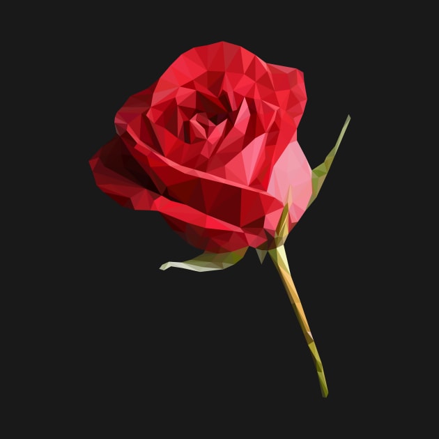 Romantic red rose low poly by Starkey Store