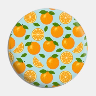 Orange Fruit Pattern on Blue Background Pin