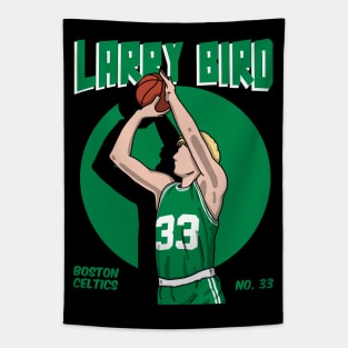 Larry Bird Comic Style Art Tapestry