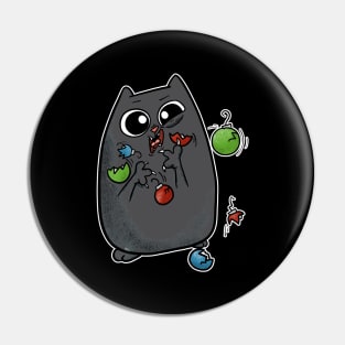 Christmas Cat Broken Ornaments Pin