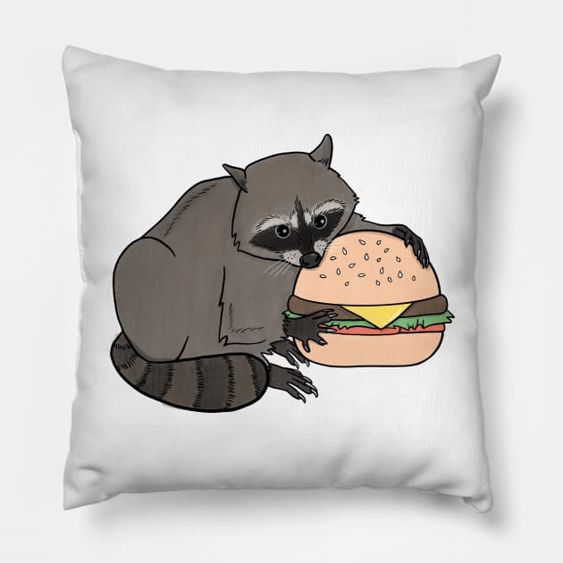 Burger Raccoon Pillow by astonishingemma