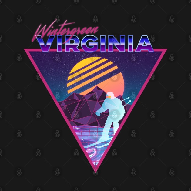 Retro Vaporwave Ski Mountain | Wintergreen Virginia | Shirts, Stickers, and More! by KlehmInTime