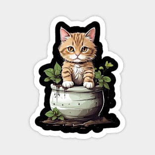 Cat In Planter Magnet