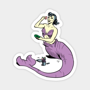 Mermaid putting on make-up Magnet