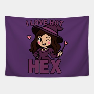 I Love Hot Hex Funny Witch Quote Tapestry