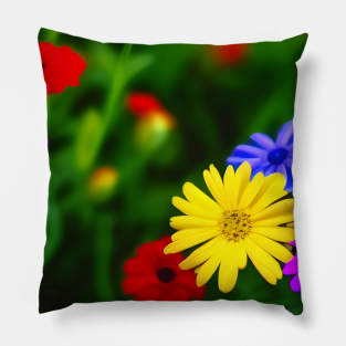 Colorful Flowers Illustration Art Pillow