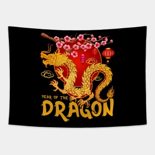 Zodiac Year Of The Dragon Lunar Happy Chinese New Year 2024 Tapestry