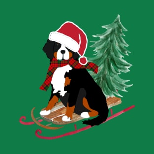 Bernese Mt Dog Bringing Home Xmas Tree T-Shirt