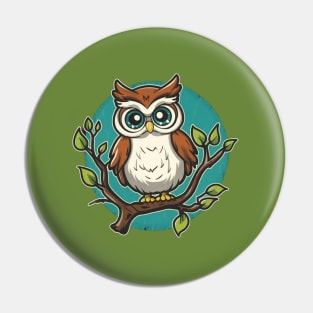 Cute Owl on Tree Pin