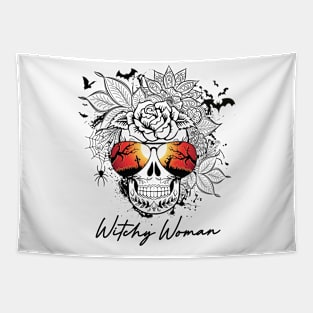 Witchy Woman skull floral Tapestry