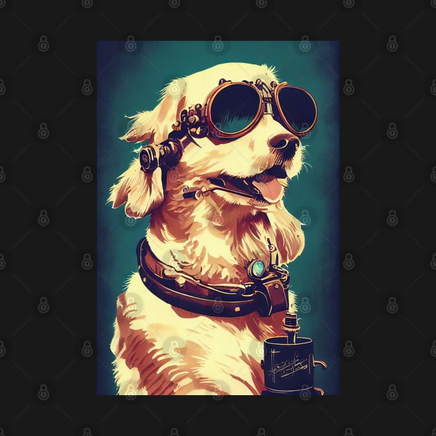 Vintage golden retriever portrait by etherElric