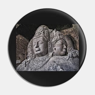 The Trimurti-Sadasiva Statue. Elephanta Caves. Pin