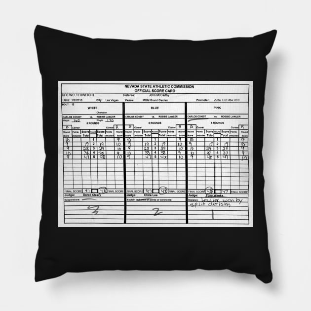 Robbie Lawler vs Carlos Condit Scorecard Pillow by SavageRootsMMA