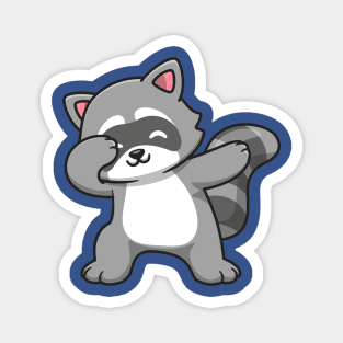 Cute Raccoon Dabbing Cartoon Magnet