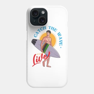 Beach man with surf board Phone Case