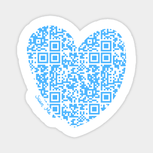 Blue Rick Astley Rickroll QR Code Heart Art Magnet