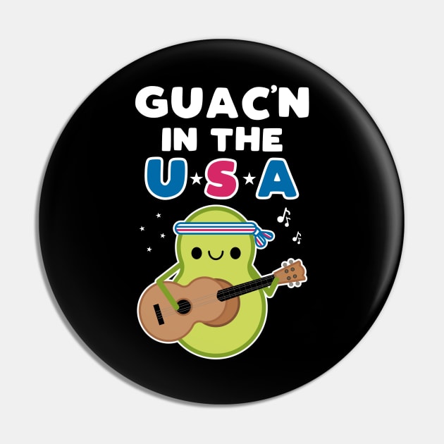 Cute Avocado Pun Guac'n In the USA Pin by MedleyDesigns67