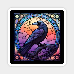 Stained Glass Spooky Raven I Magnet