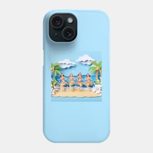 Beach Front Paper Art Hula Wahine Phone Case