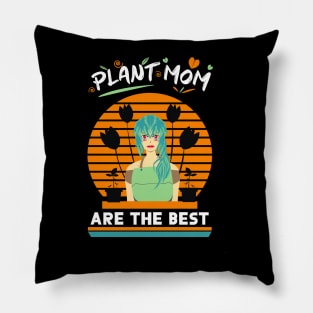 Plant mom planting love in the garden anime green hair Pillow