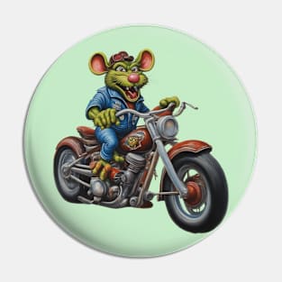 Green Rat Rider on bike Pin