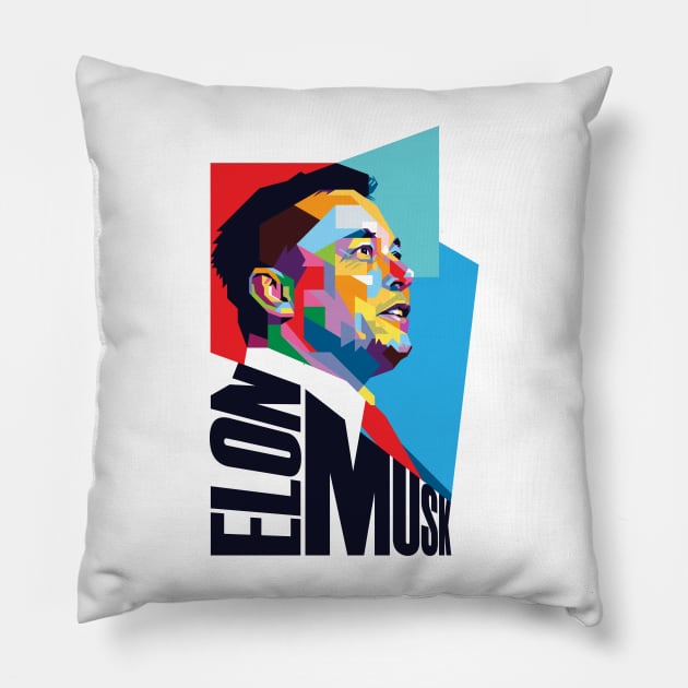 Elon Musk Pop Art Pillow by Laksana Ardie Store