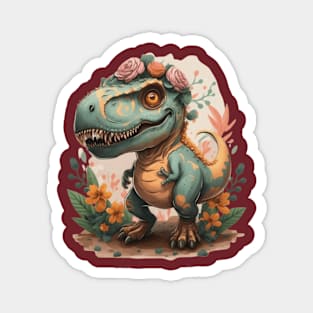 floral trex dinosaur gift ideas Magnet