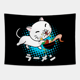 Ramen Japanese Noodles Soup Kawaii Cat Tapestry