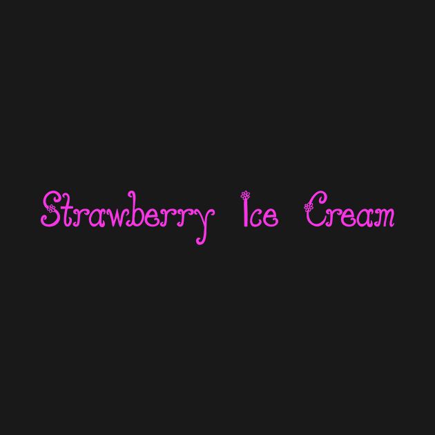 Strawberry Ice Cream- pink script, pastel blue background by Zoethopia