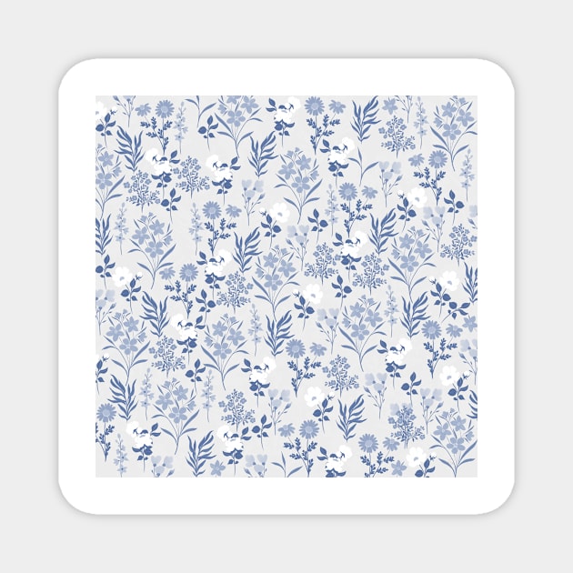 Blue Flowers Botanical Painting Magnet by NdesignTrend