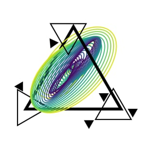 Harmonic Motion Geometry | Inferno Wormhole Blue Green Yellow T-Shirt