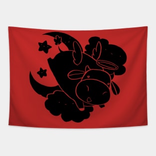 Angel Cow - Black Color Tapestry