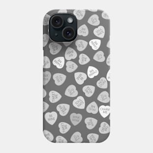 Grey Monotone Candy Hearts Phone Case