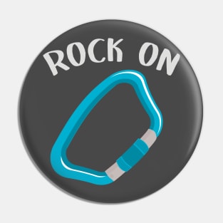 Rock on rock climbing T-shirt Pin